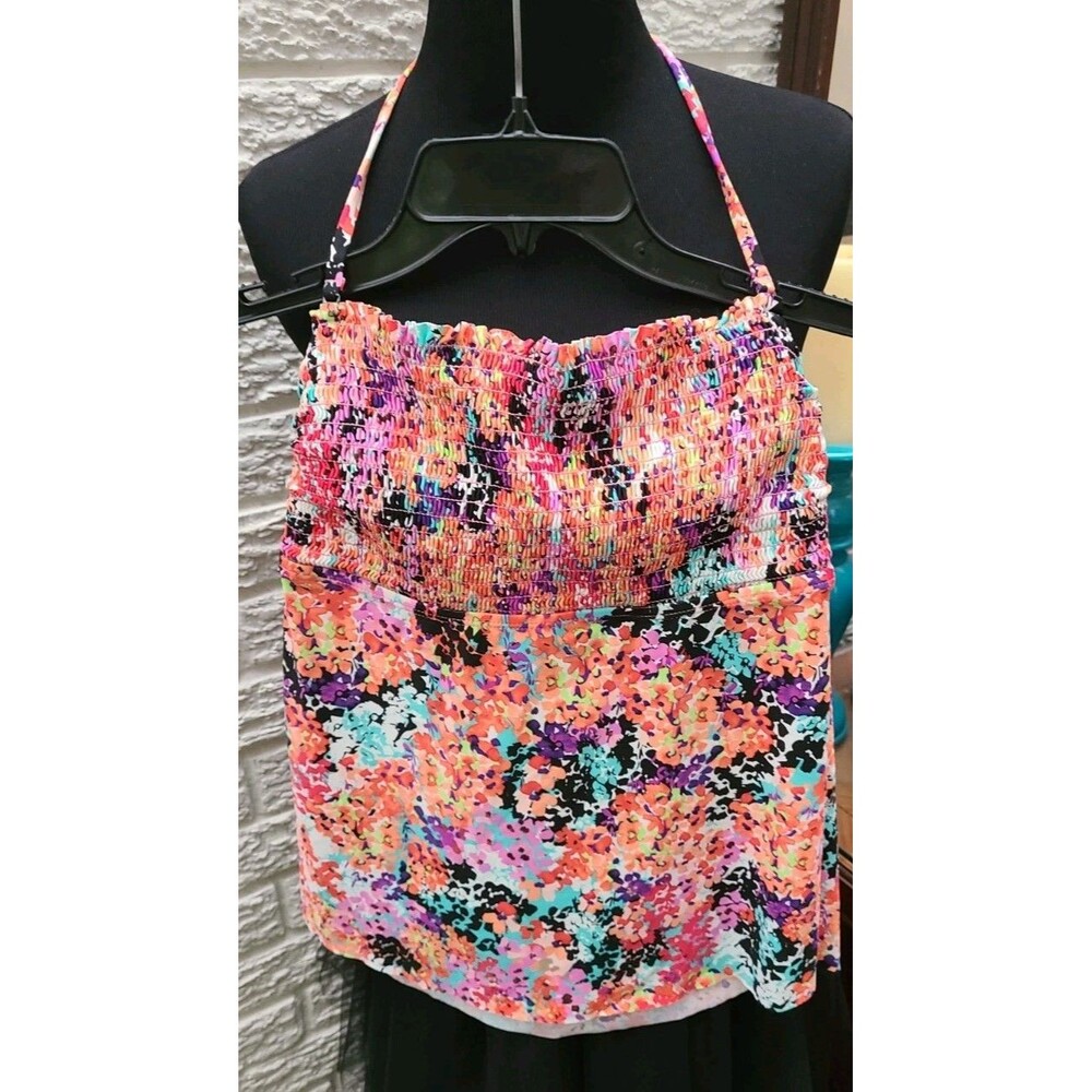 New Kenneth Cole Reaction Swimsuit Tankini Top Floral Removable Straps size M